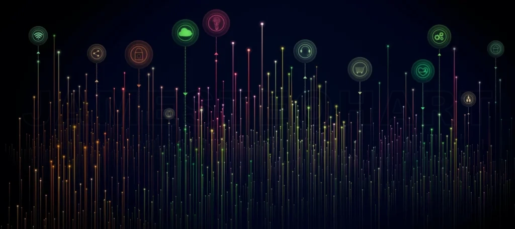 
Abstract dot point line with internet of things icons