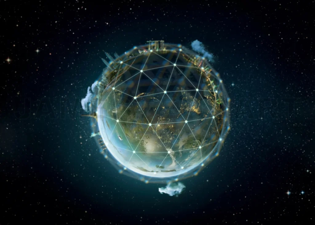 
Planet earth global network connectivity digital communication concept
