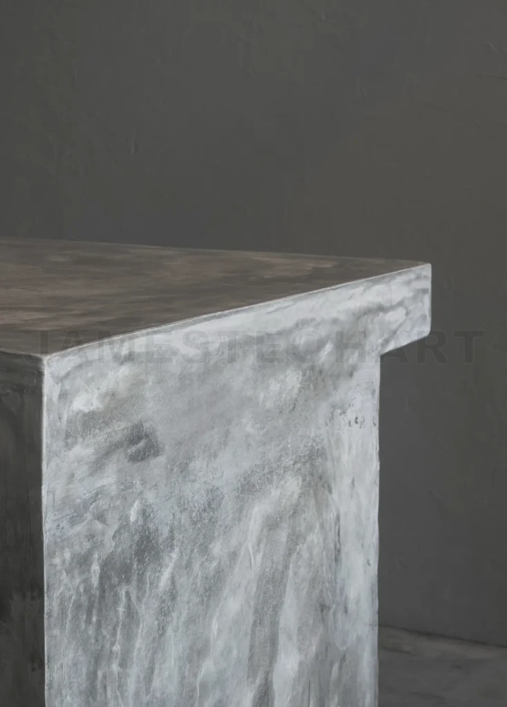 
Concrete countertop with brutalist texture and minimalist design