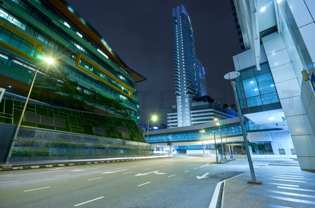 
Kuala lumpur city skyline street at night