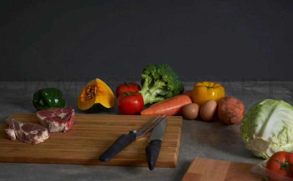 
Preparing fresh meat and vegetables for a healthy meal