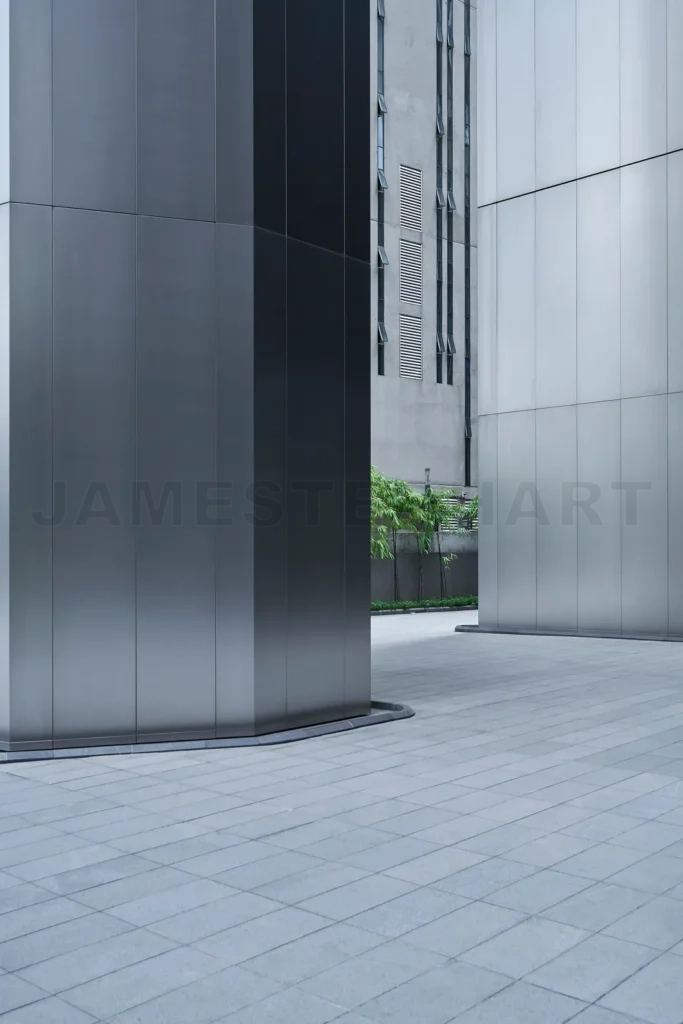 
Urban architecture with modern building facades and geometric shapes