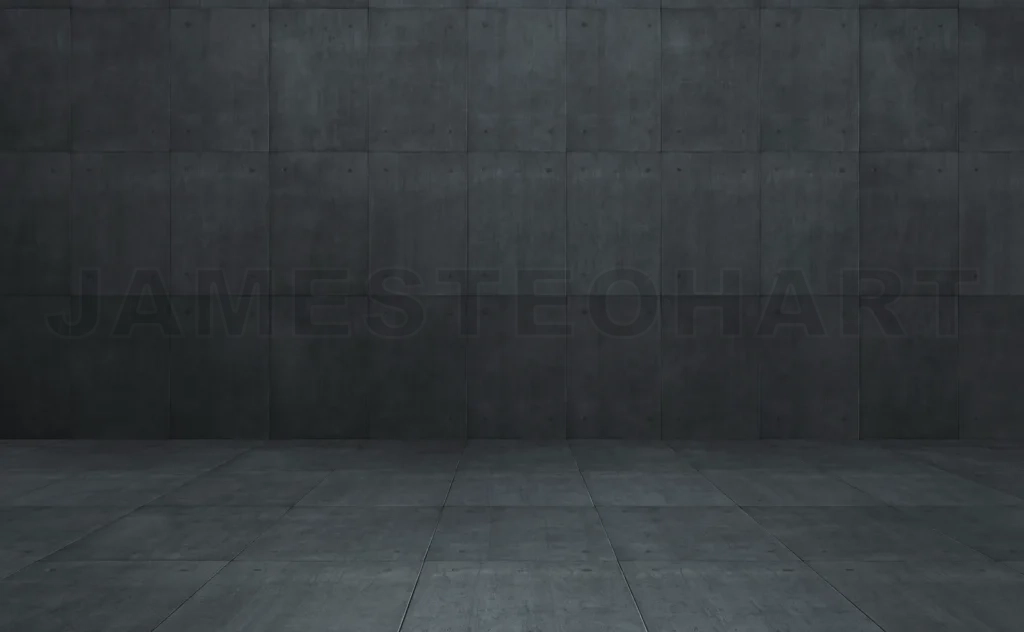 
Empty dark concrete industrial room floor and wall