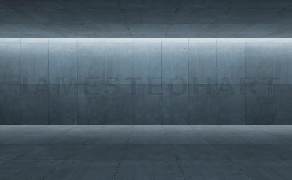 
Empty modern concrete room with strip lighting