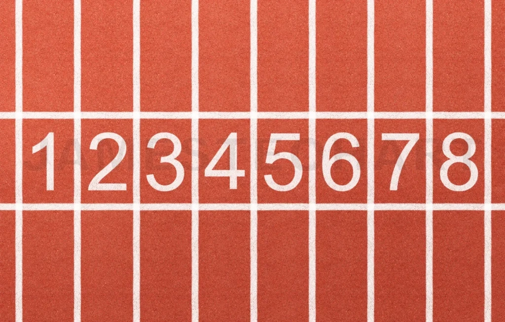 
Running track lanes with starting line numbers, competition concept