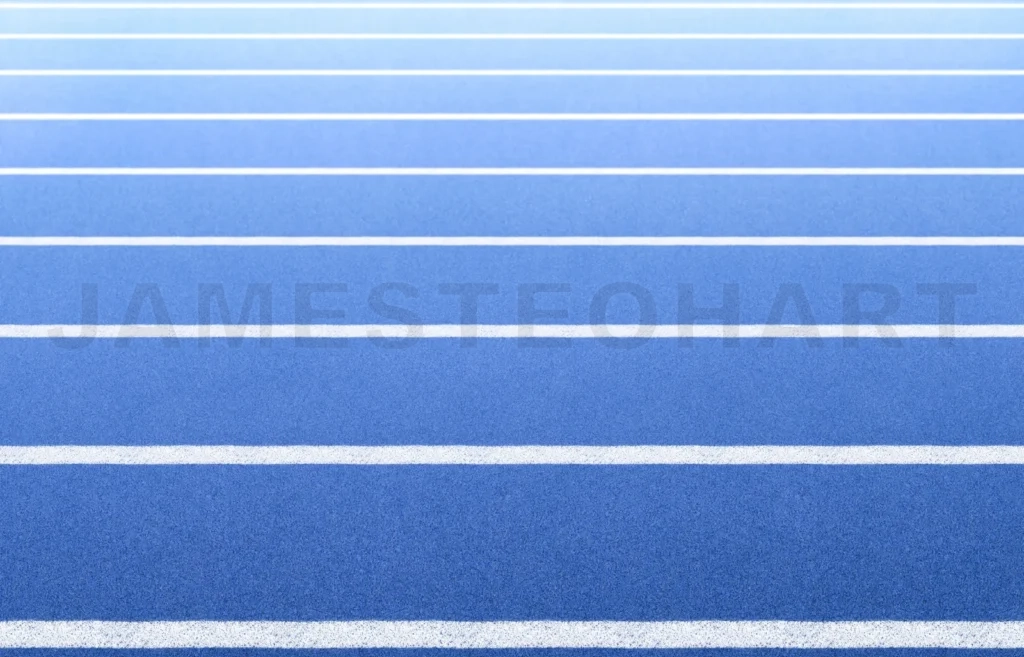 
Blue running track lines creating abstract geometric pattern