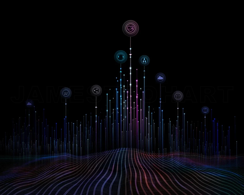 
Abstract dot point line with internet of things icons
