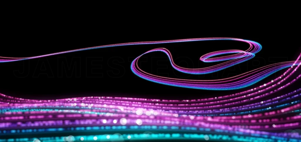 
Abstract gradient blue and red glowing light trail flow