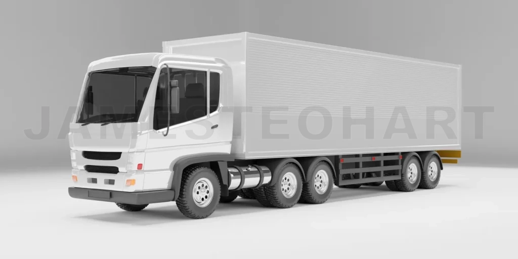 
Delivery truck on studio white background