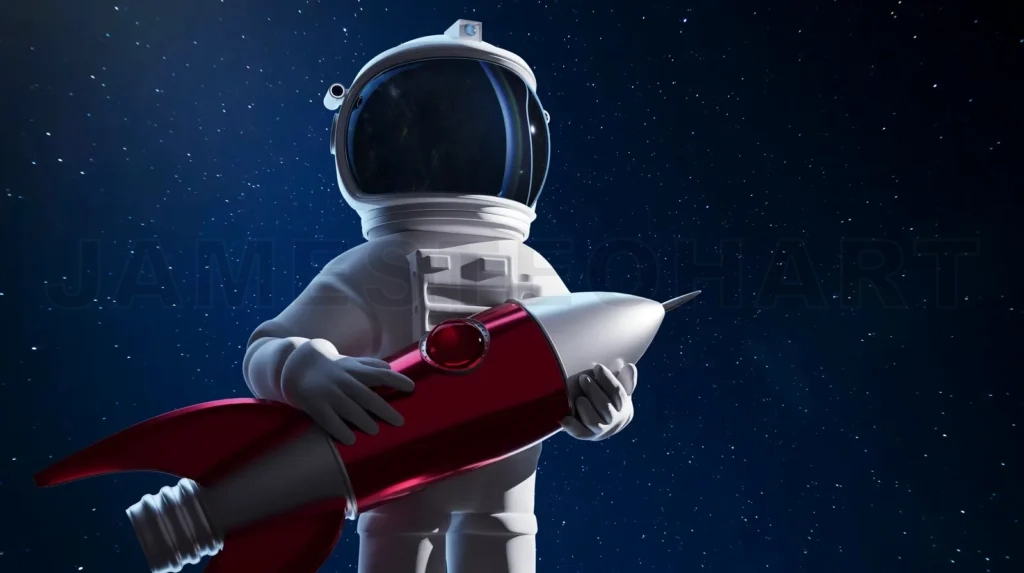 
Astronaut and his spaceship