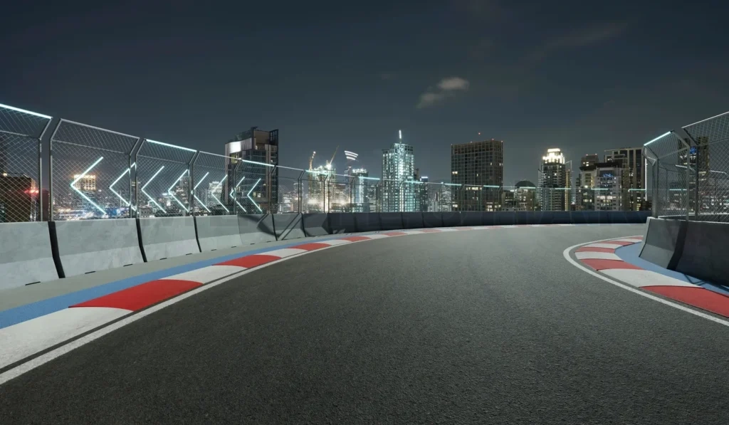 
Night scene modern international race track