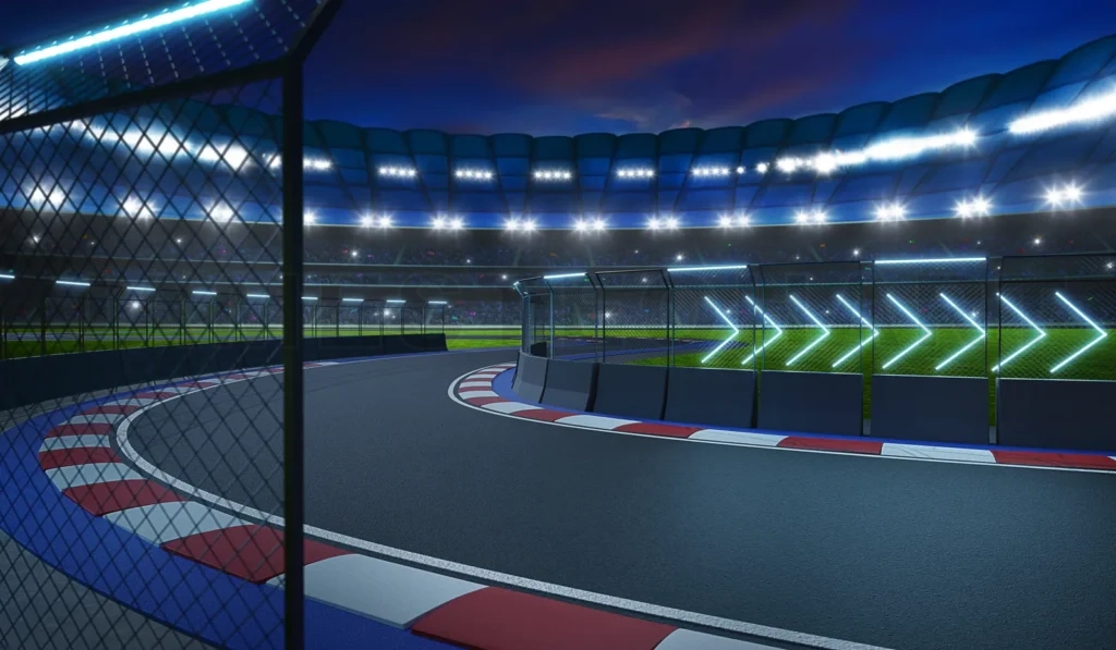 
Night scene modern international race track