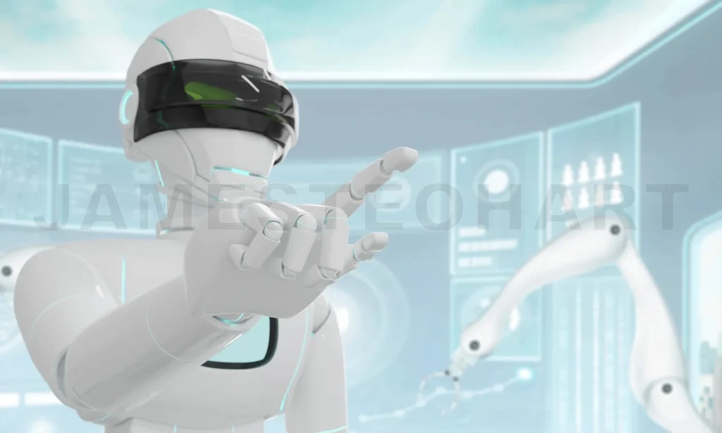 
The Ai Robot finger points forward