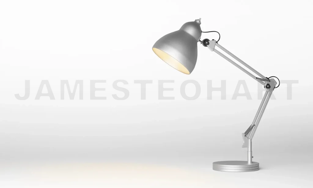 
Silver metal desk lamp