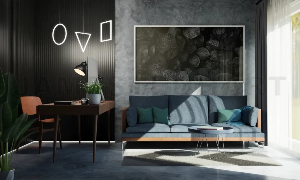 
3d rendering home office interior