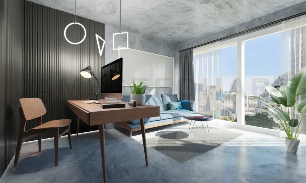 
3d rendering home office interior