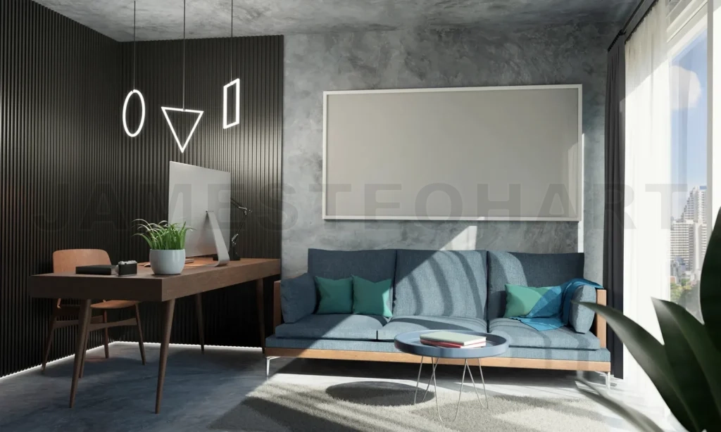 
3d rendering home office interior