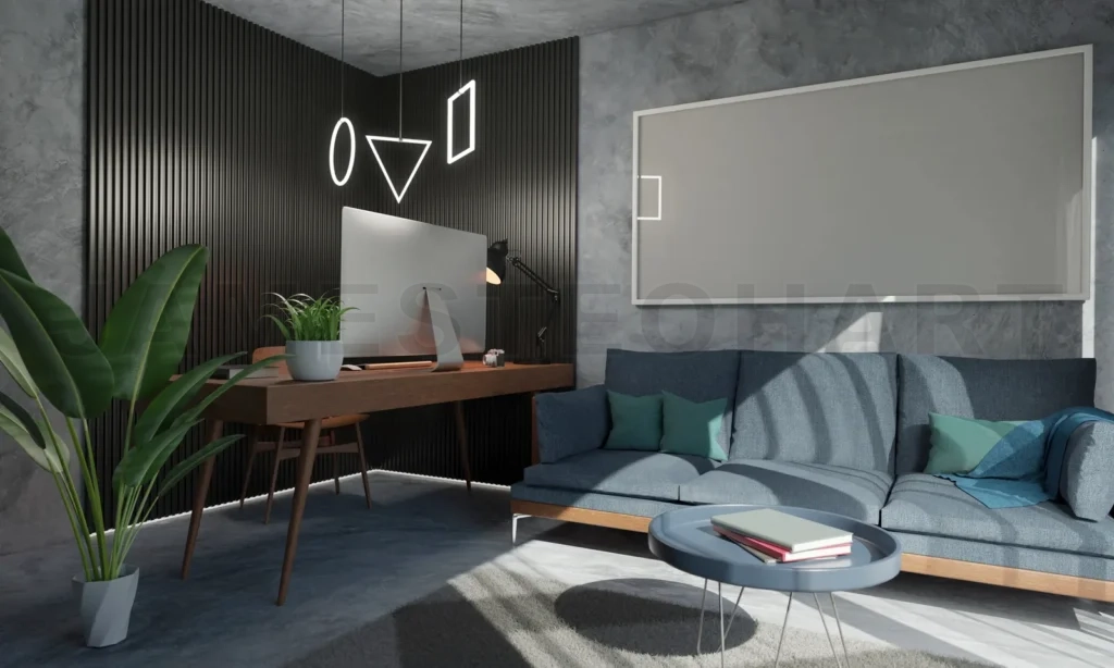 
3d rendering home office interior