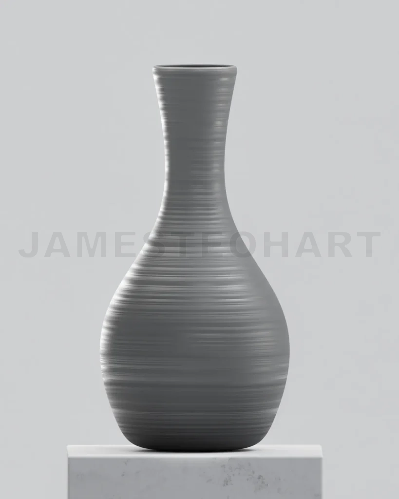 
Grey vase on cement table