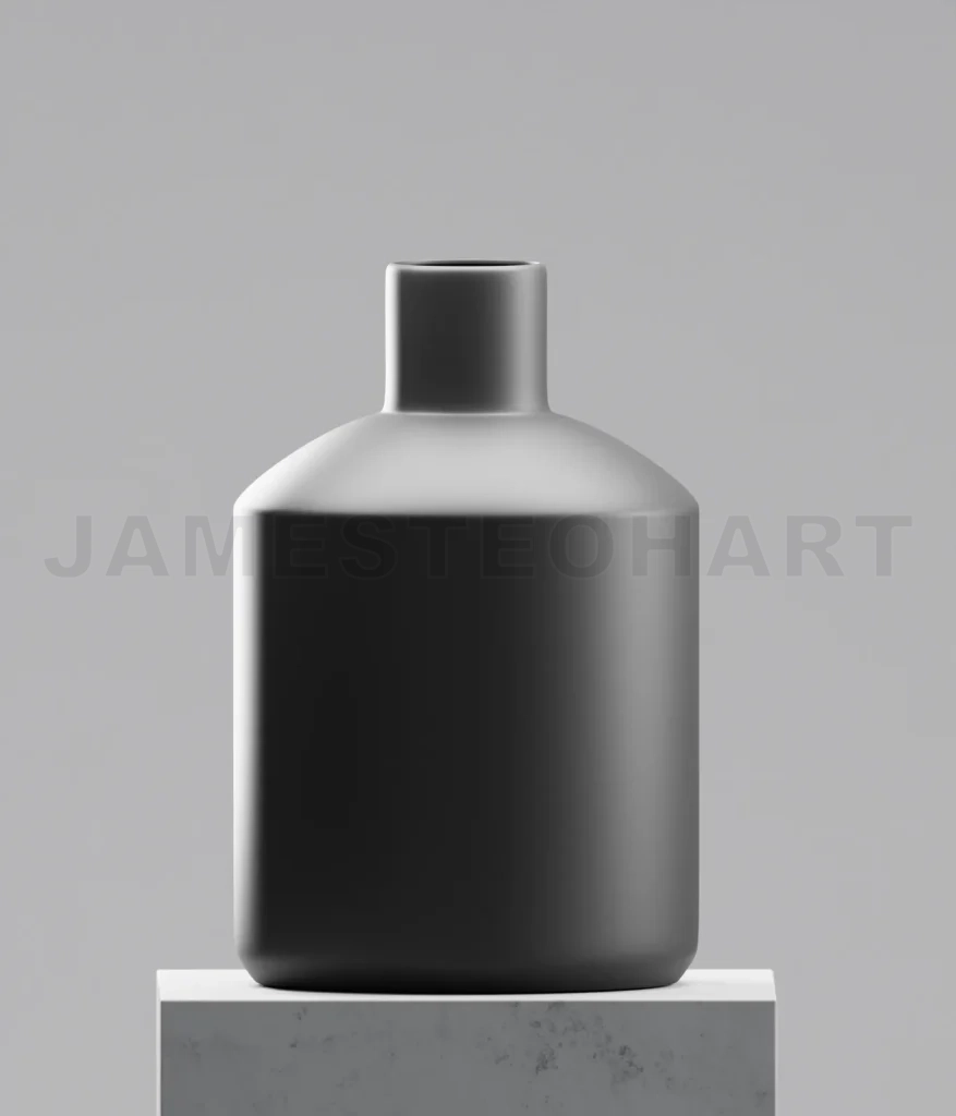 
Black vase on cement table
