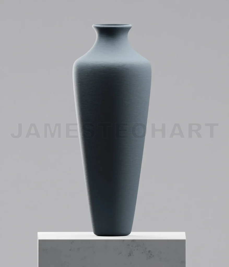 
Grey blue vase on cement table