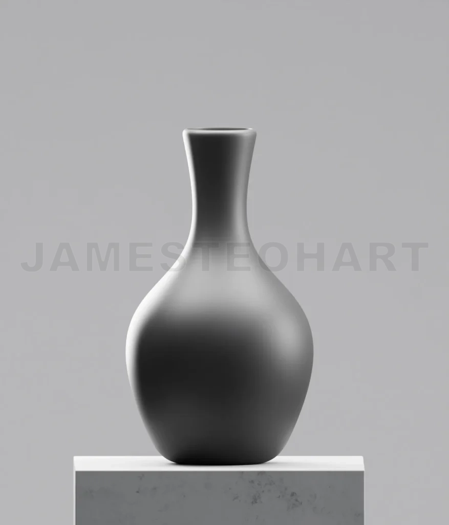 
Black vase on cement table