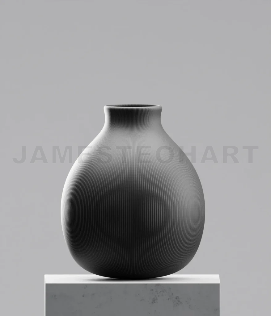 
Black vase on cement table