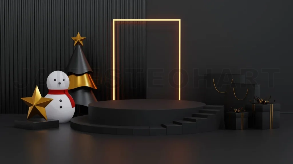 
Christmas showcase decorate with stage
