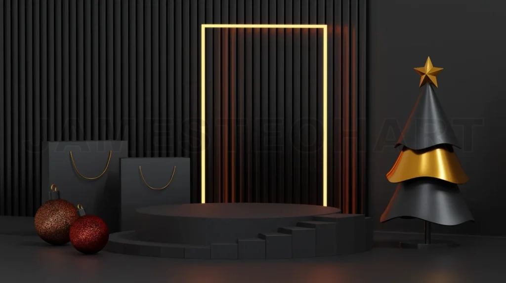 
Christmas showcase decorate with stage