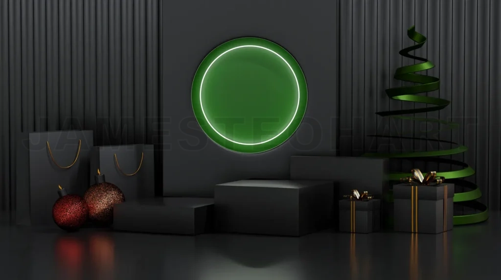 
Christmas showcase decorate with stage