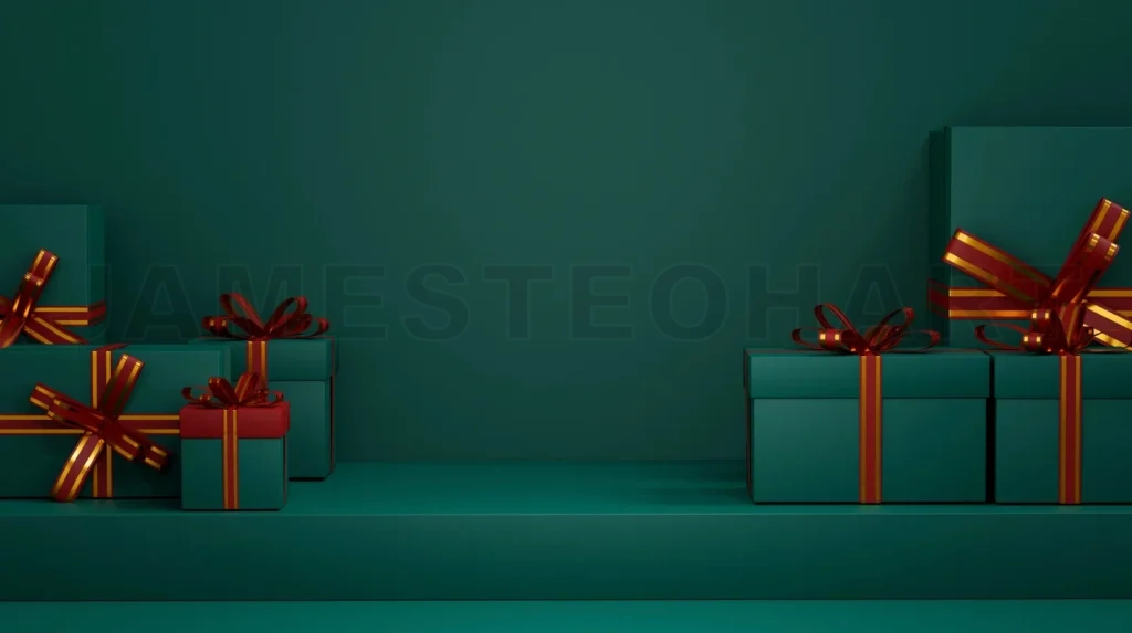 
Panorama pile of christmas presents