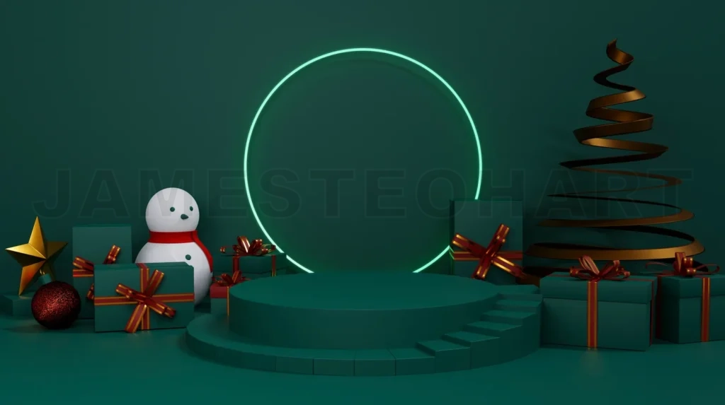 
Christmas showcase decorate with stage