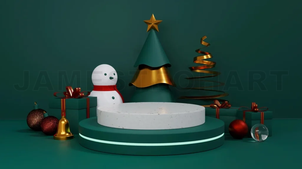 
Christmas showcase decorate with stage