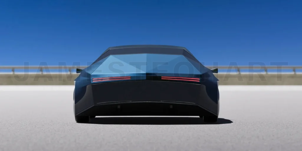 
EV concept car on asphalt road. 3d rendering with my own creativ