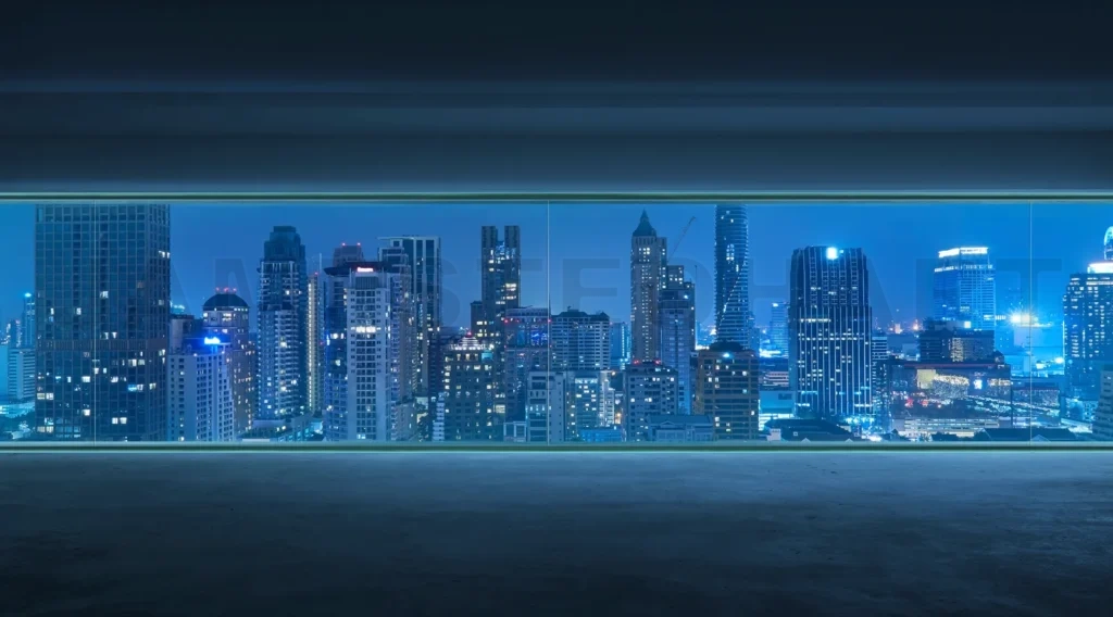 
Empty interior with concrete floor