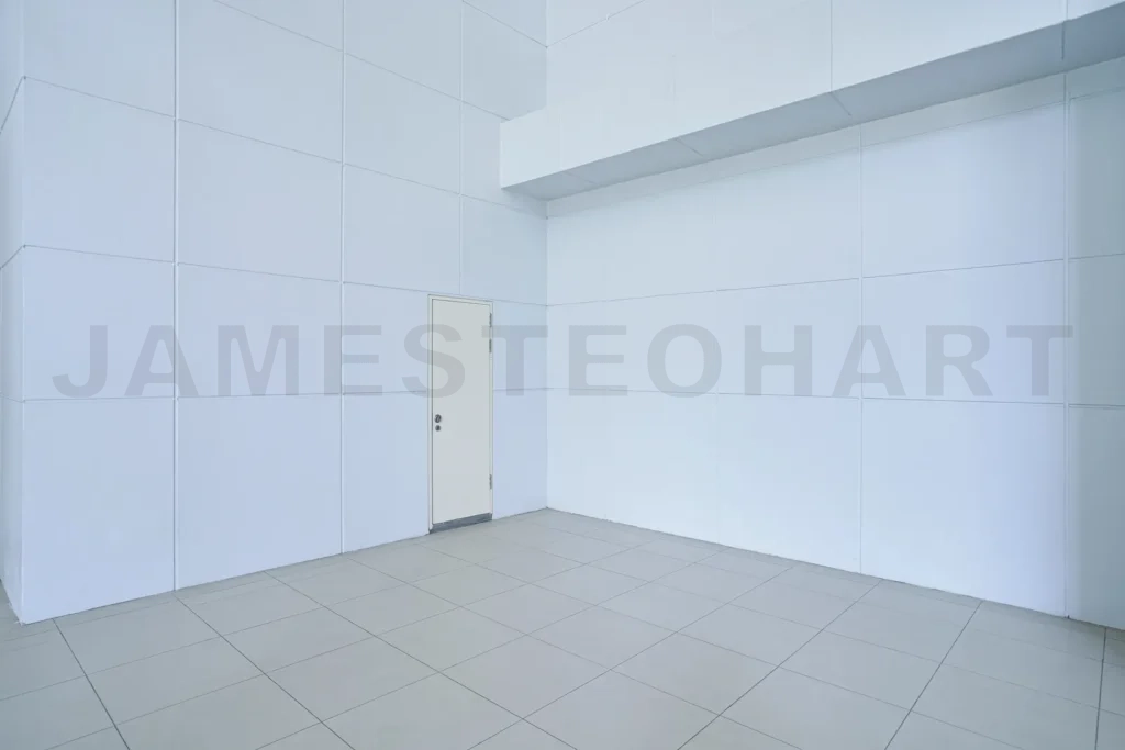 
New empty interior with white tiles wall