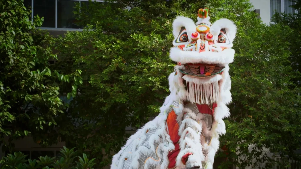 
Lion dance performers show
