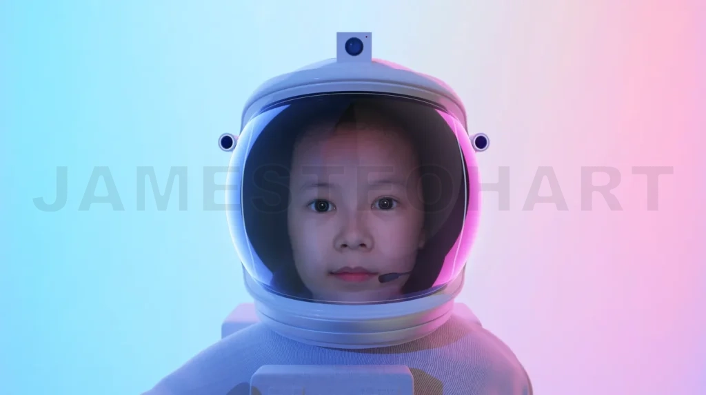 
Adorable little cute girl Astronaut