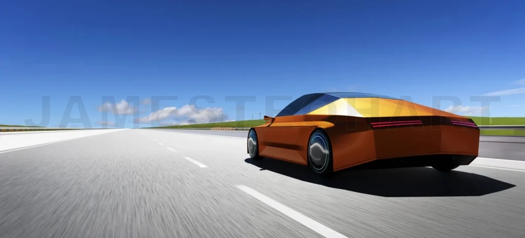 
EV concept car run on the road. 3d rendering