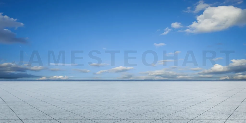 
Empty triangle shape stone tiles floor