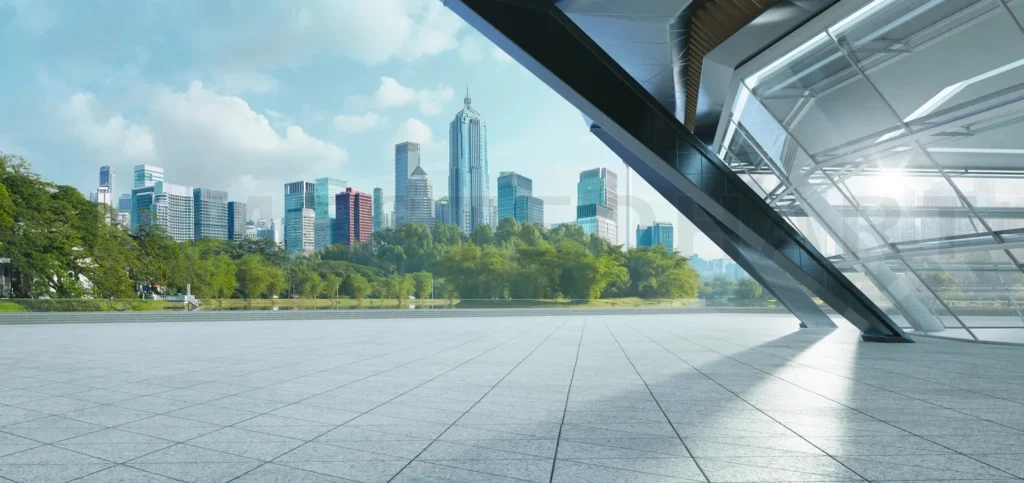 
Modern building exterior and cityscape.