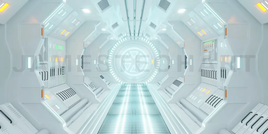 
Corridor spaceship Interior. 3d rendering.