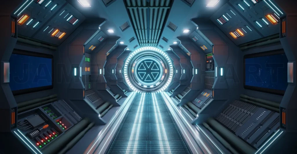 
Corridor spaceship Interior. 3d rendering.