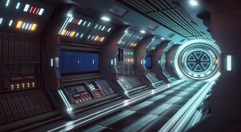 
Corridor spaceship Interior. 3d rendering.