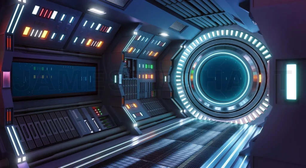 
Corridor spaceship Interior. 3d rendering.