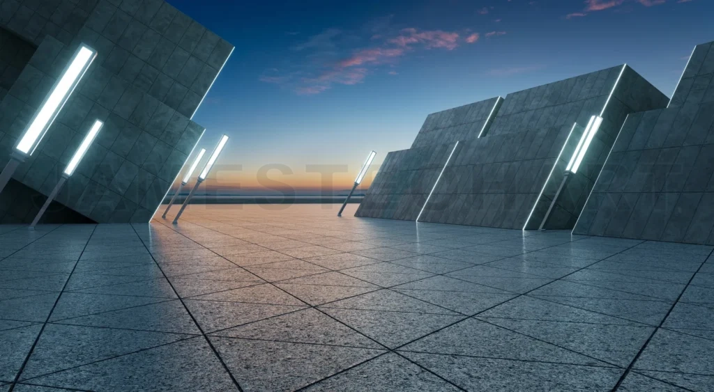 
Thirty degree angle tilted contemporary building