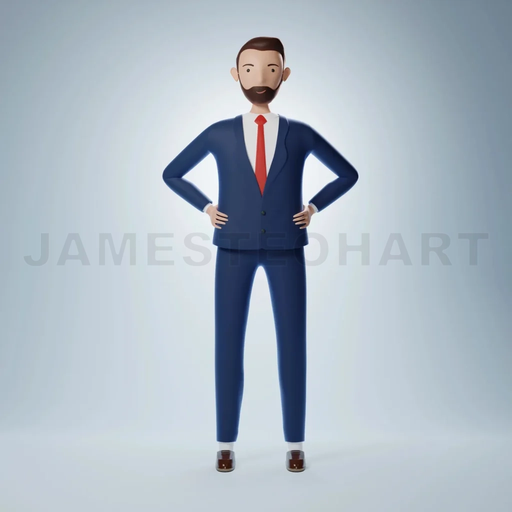 
Full of confidence cartoon character businessman