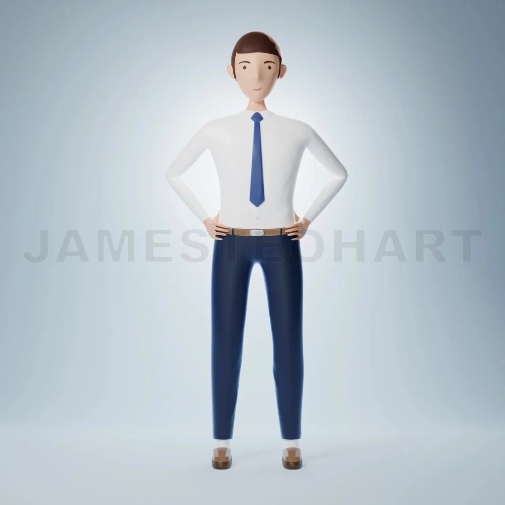 
Full of confidence cartoon character businessman