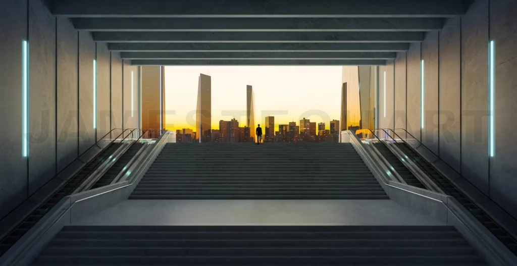 
Businessman climbing stairs. Ambitions concept .