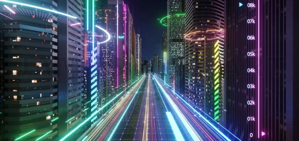 
Smart city with speed light data connection